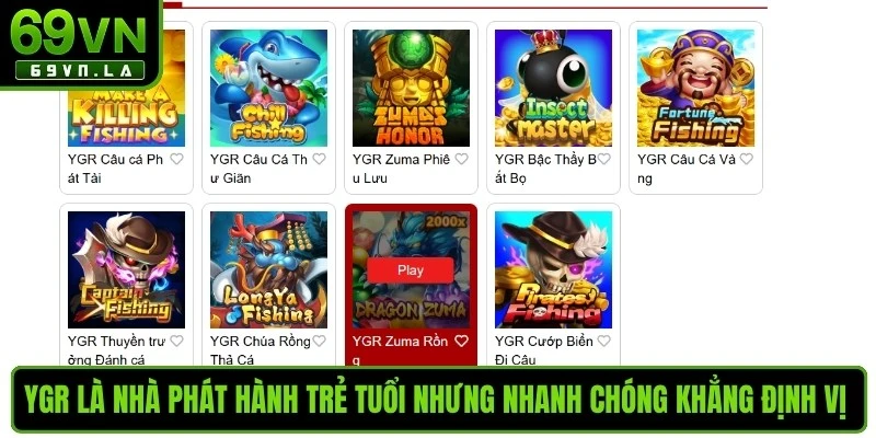 YGR là nhà phát hành trẻ tuổi nhưng nhanh chóng khẳng định vị tại bắn cá 69VN
