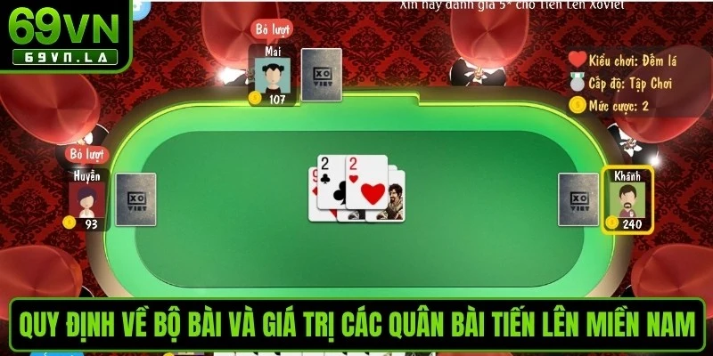 Quy định về bộ bài và giá trị các quân bài tiến lên miền nam