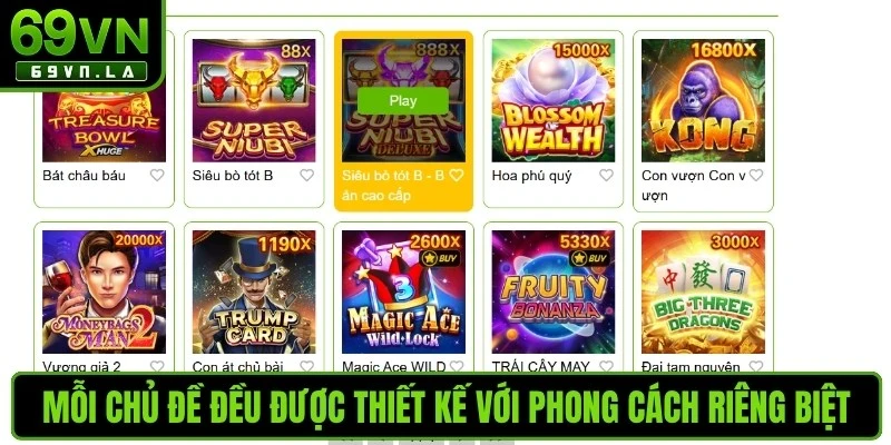 Mỗi chủ đề đều được thiết kế với phong cách riêng biệt
