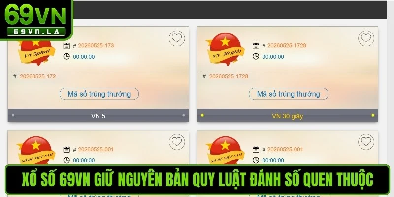 Xổ số 69VN giữ nguyên bản quy luật đánh số quen thuộc